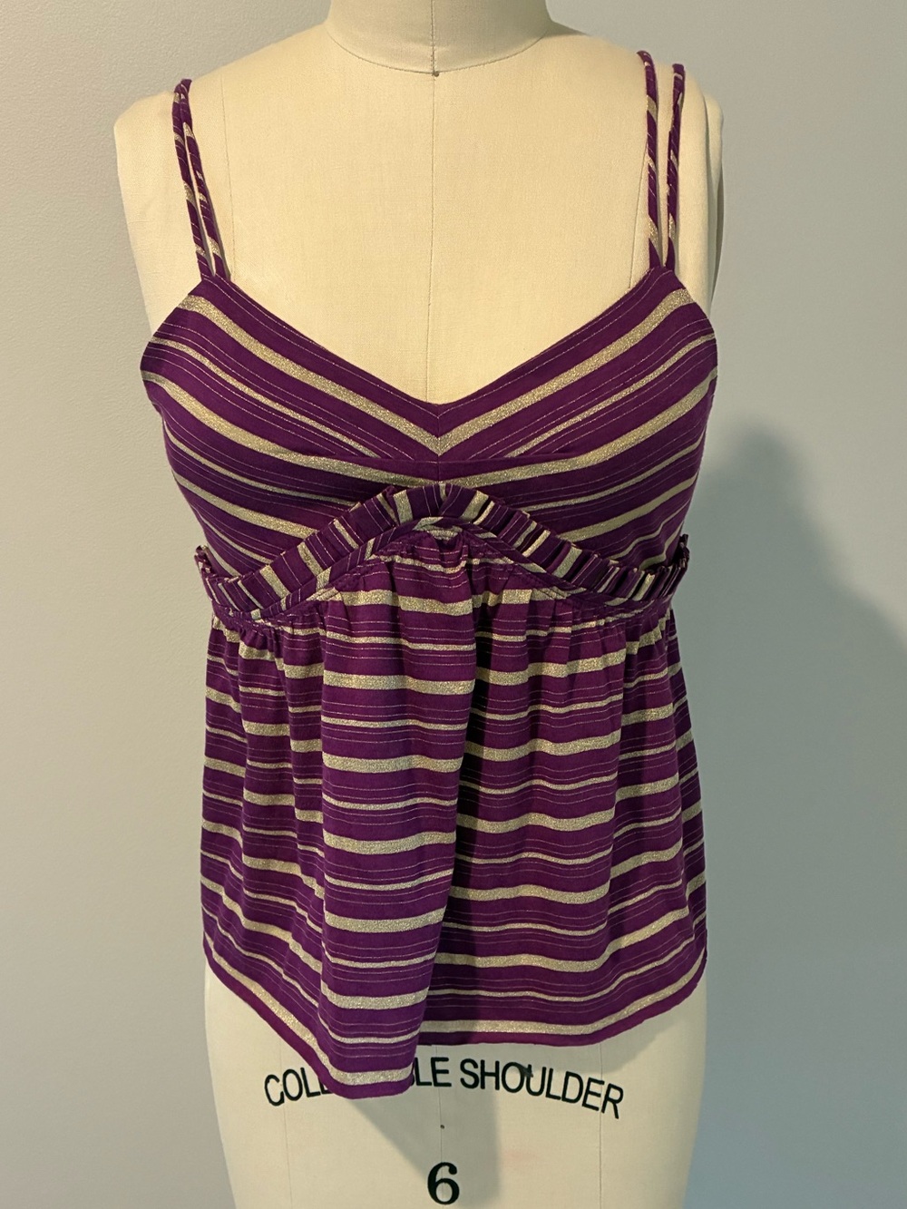 Marc by Marc Jacobs purple with gold lurex striped cami